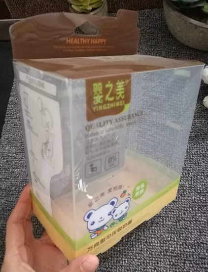 caixa impressa de plástico transparente para produtos de cuidados com o bebê (amostra grátis)
